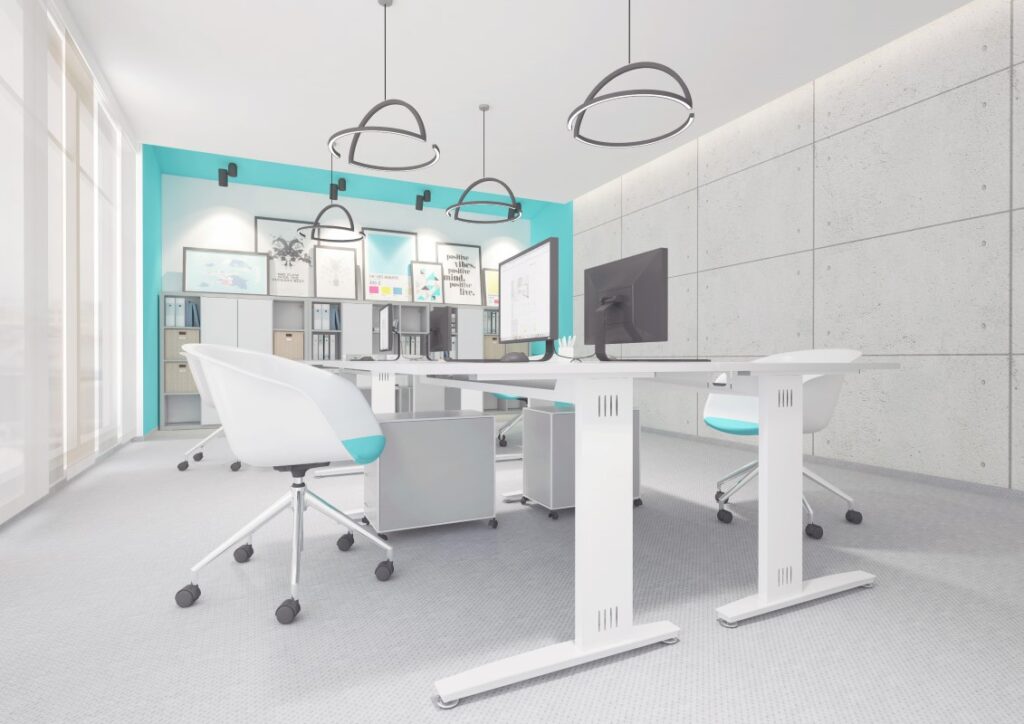 Nowoczesne stelaże do biurek typu open space