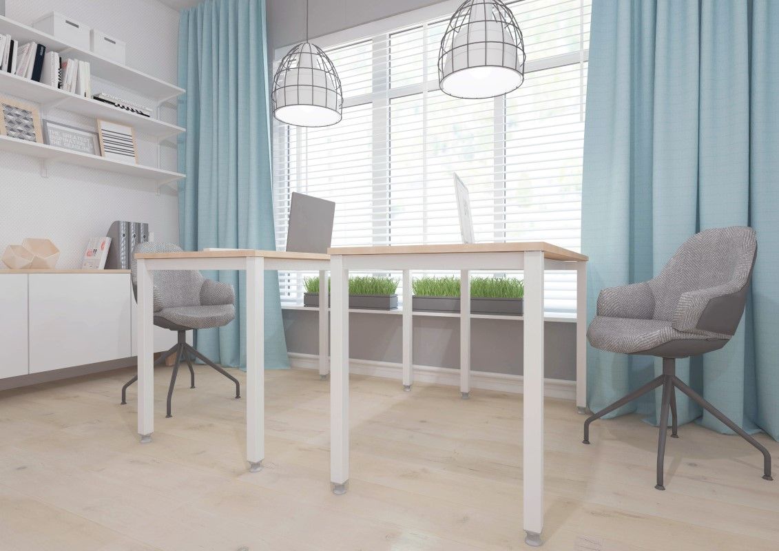 Nowoczesne nogi do stołu dodają elegancji minimalistycznemu wnętrzu biura.